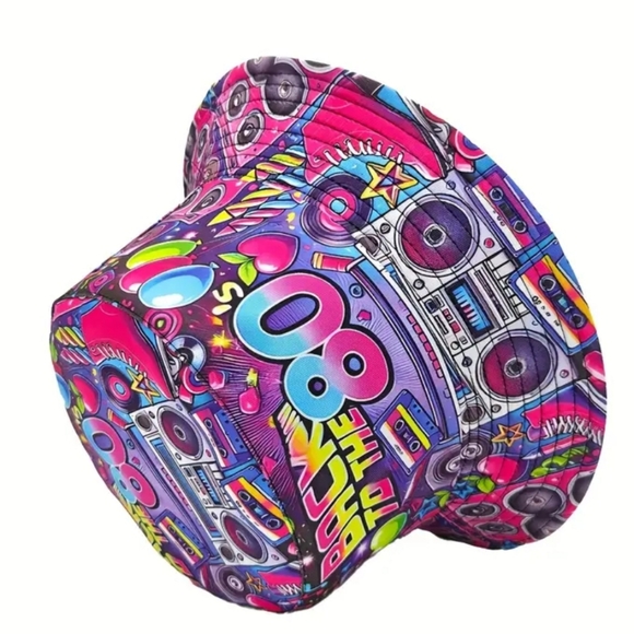 NWT - 80'S Retro Vintage Reversible Bucket Hat 22"-23" Unisex - Picture 6 of 8